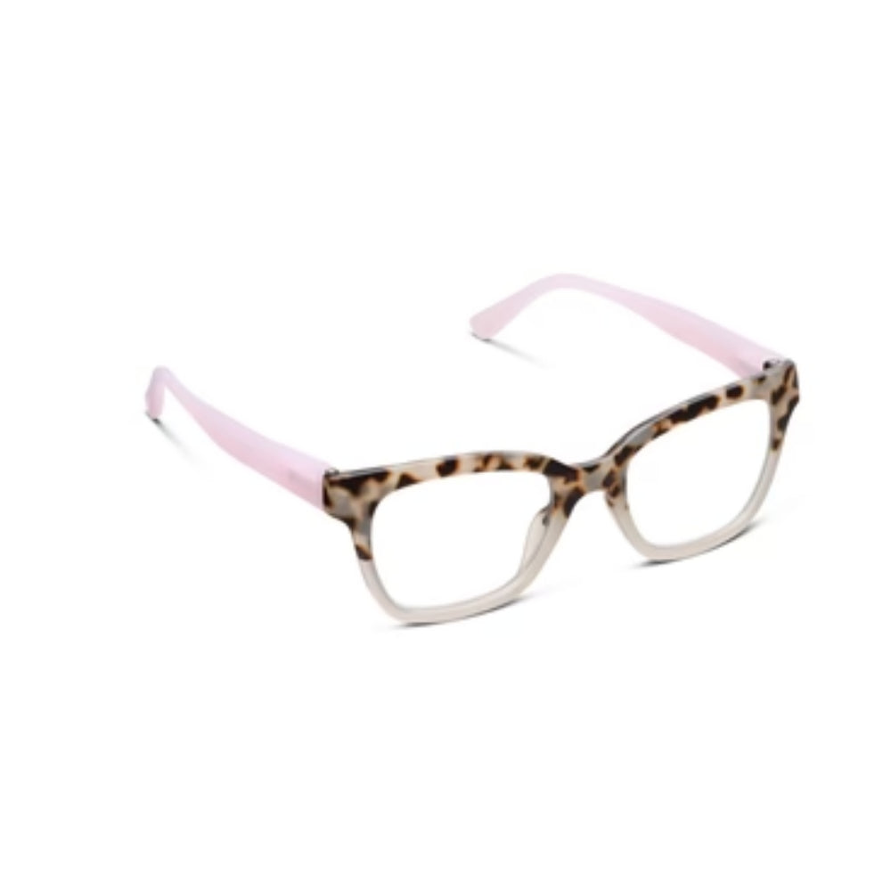 Peepers Zoey - Chai Tortoise/Pink Reading Glasses on white background.