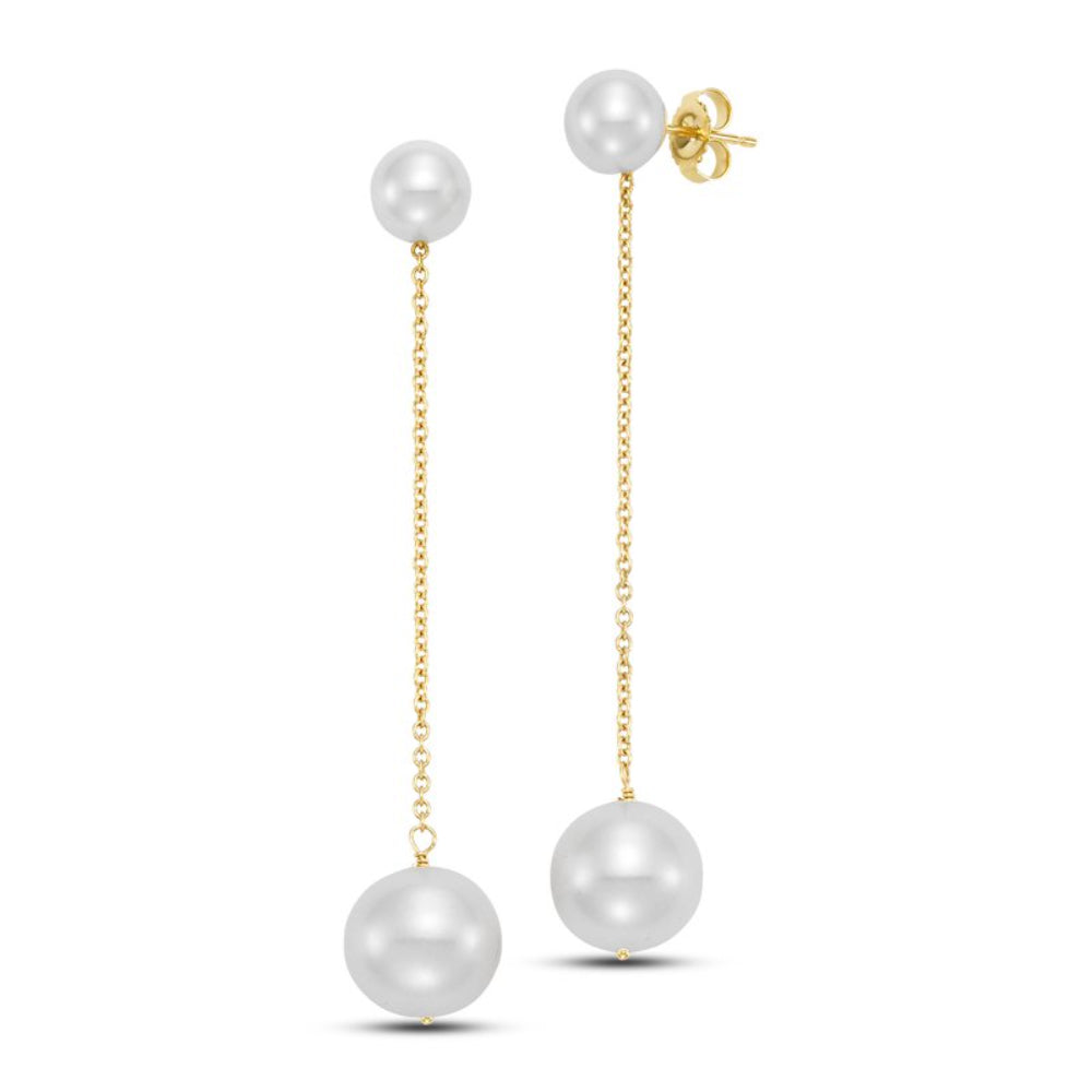 Mastoloni 14k Gold Freshwater Pearl Chain Drop Earrings
