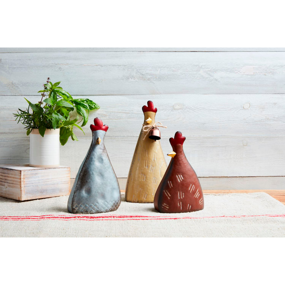 Mud Pie Tin Decorative Chicken Sitters