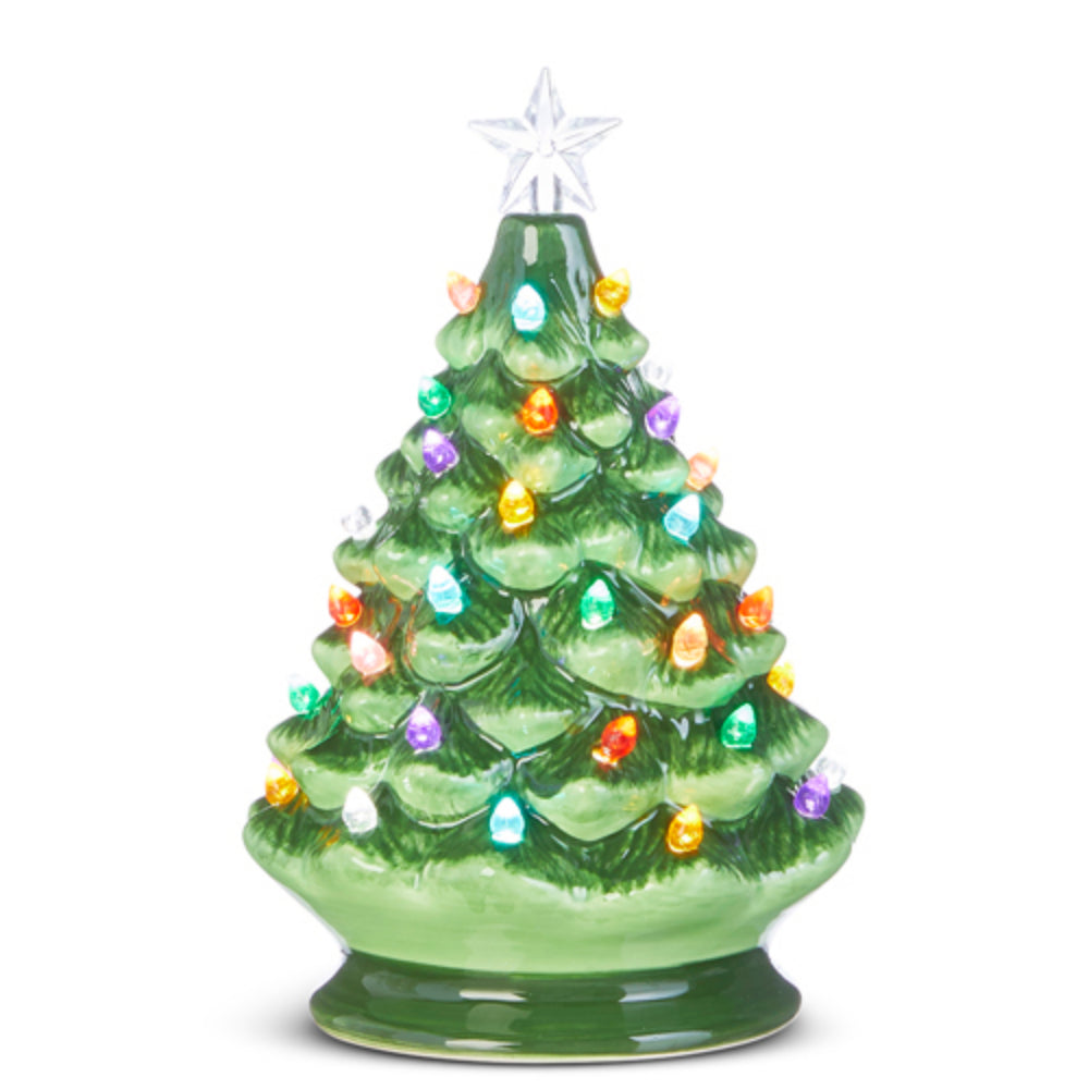 Raz Imports: 8" Vintage Green Lighted Tree With Timer