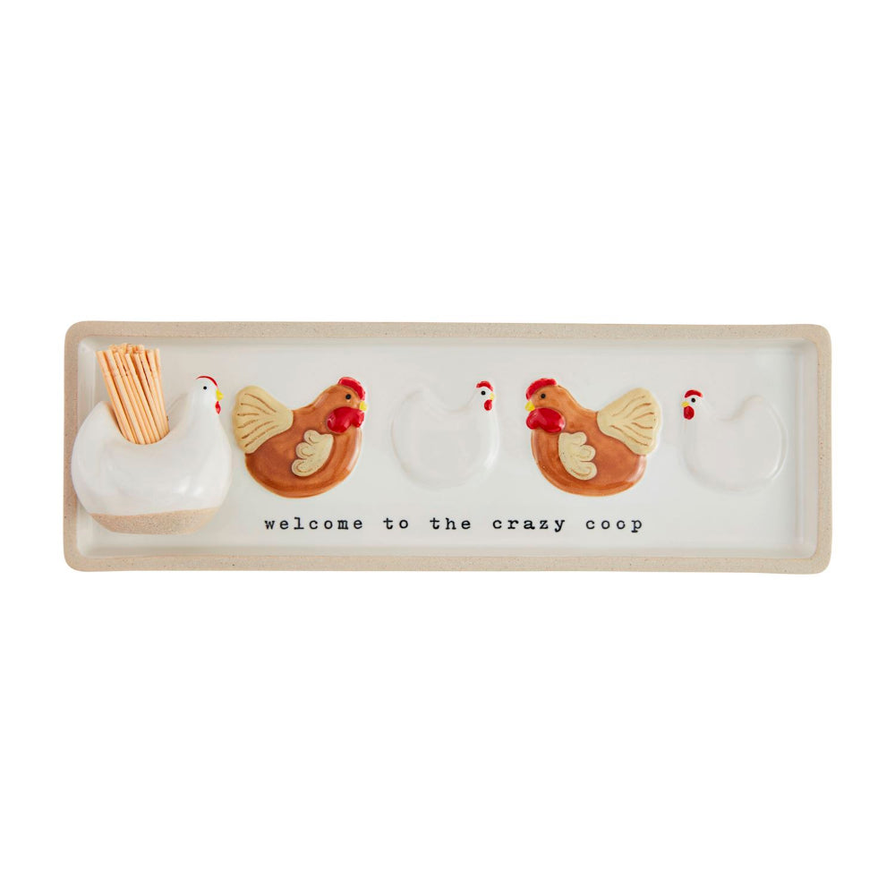 Mud Pie Chicken Tray & Toothpick Set