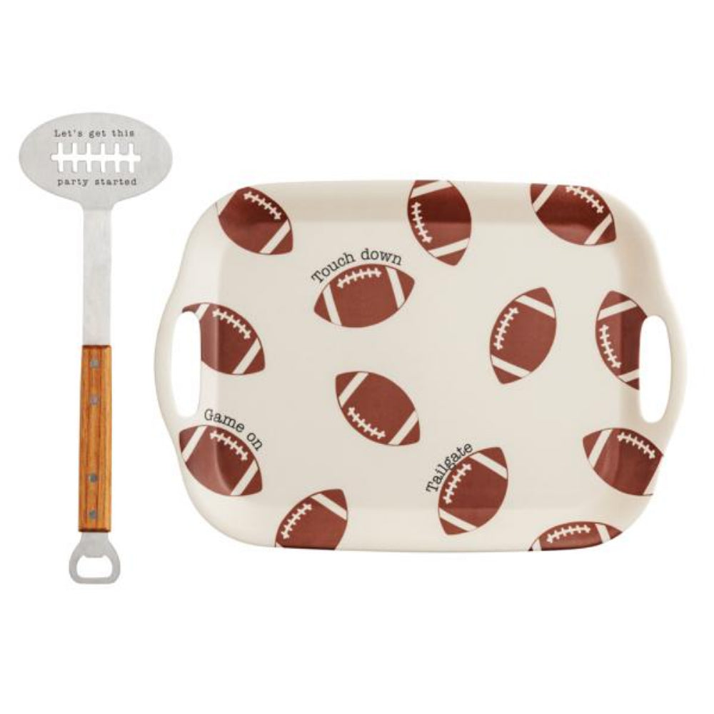 Mud Pie Football Tray & Spatula Set