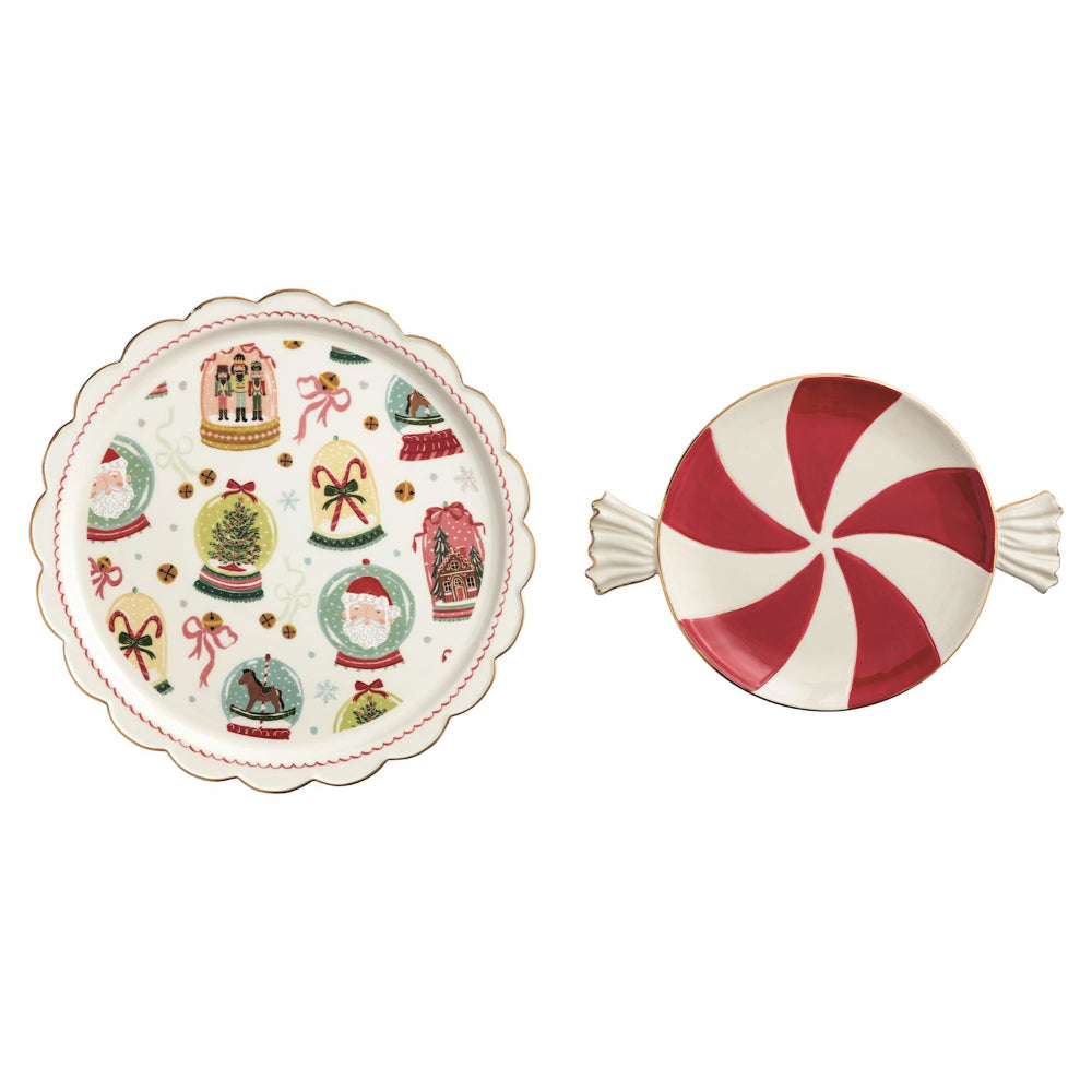 Mud Pie Nested Christmas Candy Platter Set