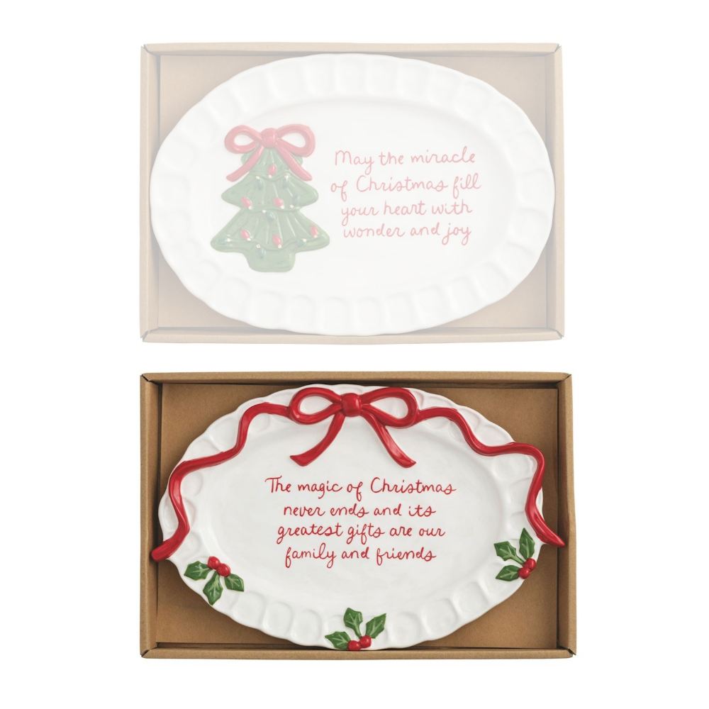 Mud Pie Whimsical Christmas Sentiment Plates