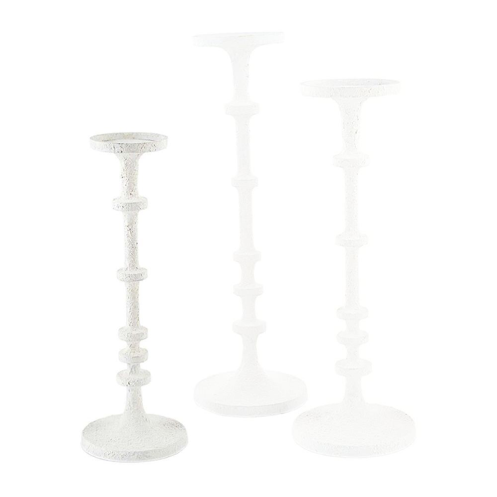 Mud Pie White Metal Candlesticks