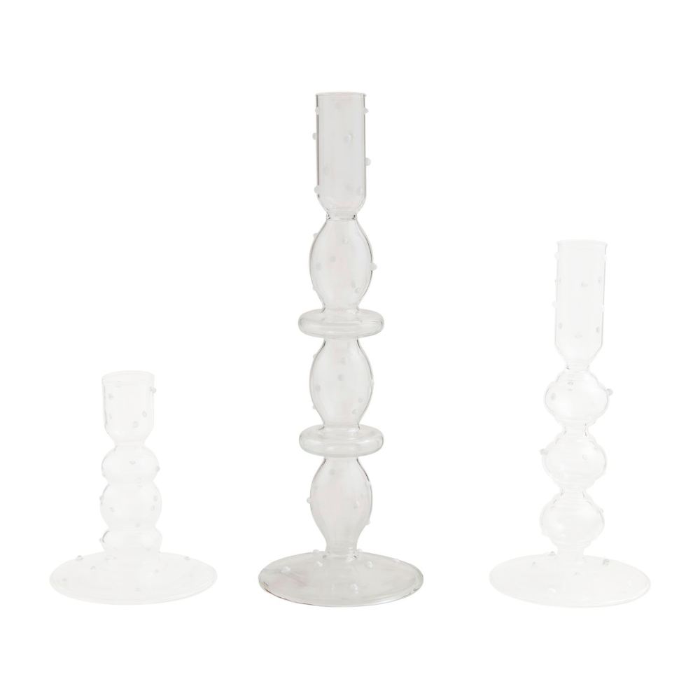 Mud Pie Clear Glass Dot Candlesticks