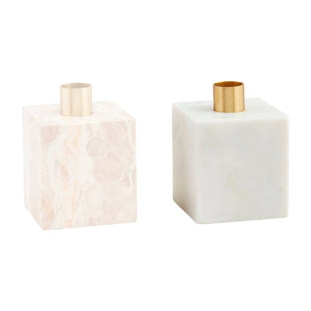 Mud Pie Cube Marble Taper Candle Holder