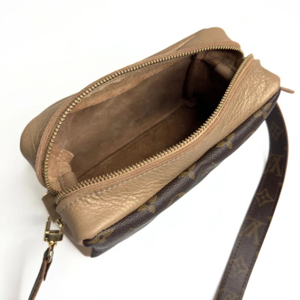 Beaudin Designs Val Shoulder Bag in Bronze Leather & Upcycled LV