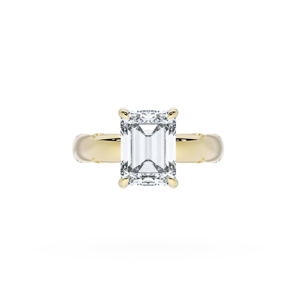 Tacori 18k Gold Founder's Collection Emerald Solitaire Cigar Band Engagement Ring