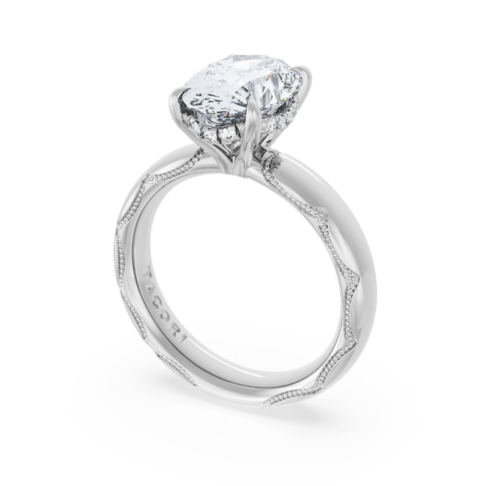 Tacori 18k Gold Founder's Collection Oval Solitaire Cigar Band Engagement Ring