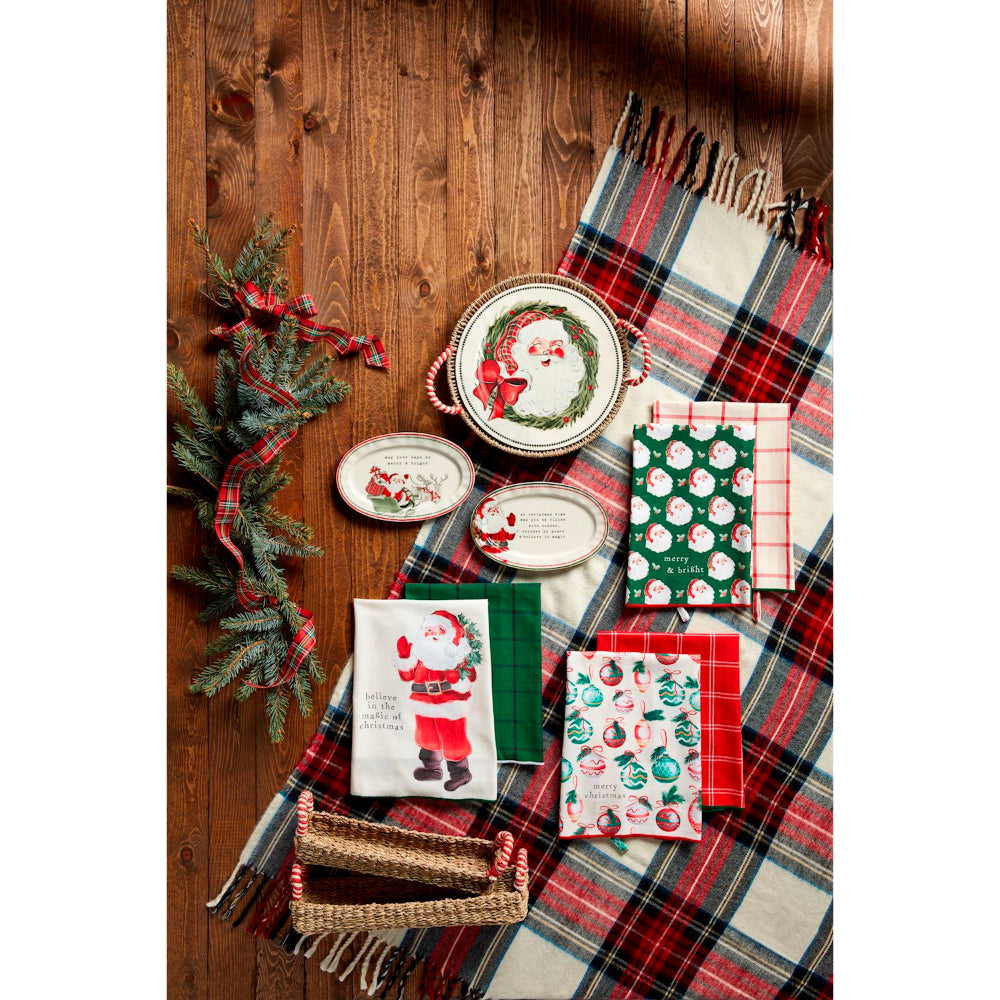 Mud Pie Red & White Handle Cracker Basket - Set of 2