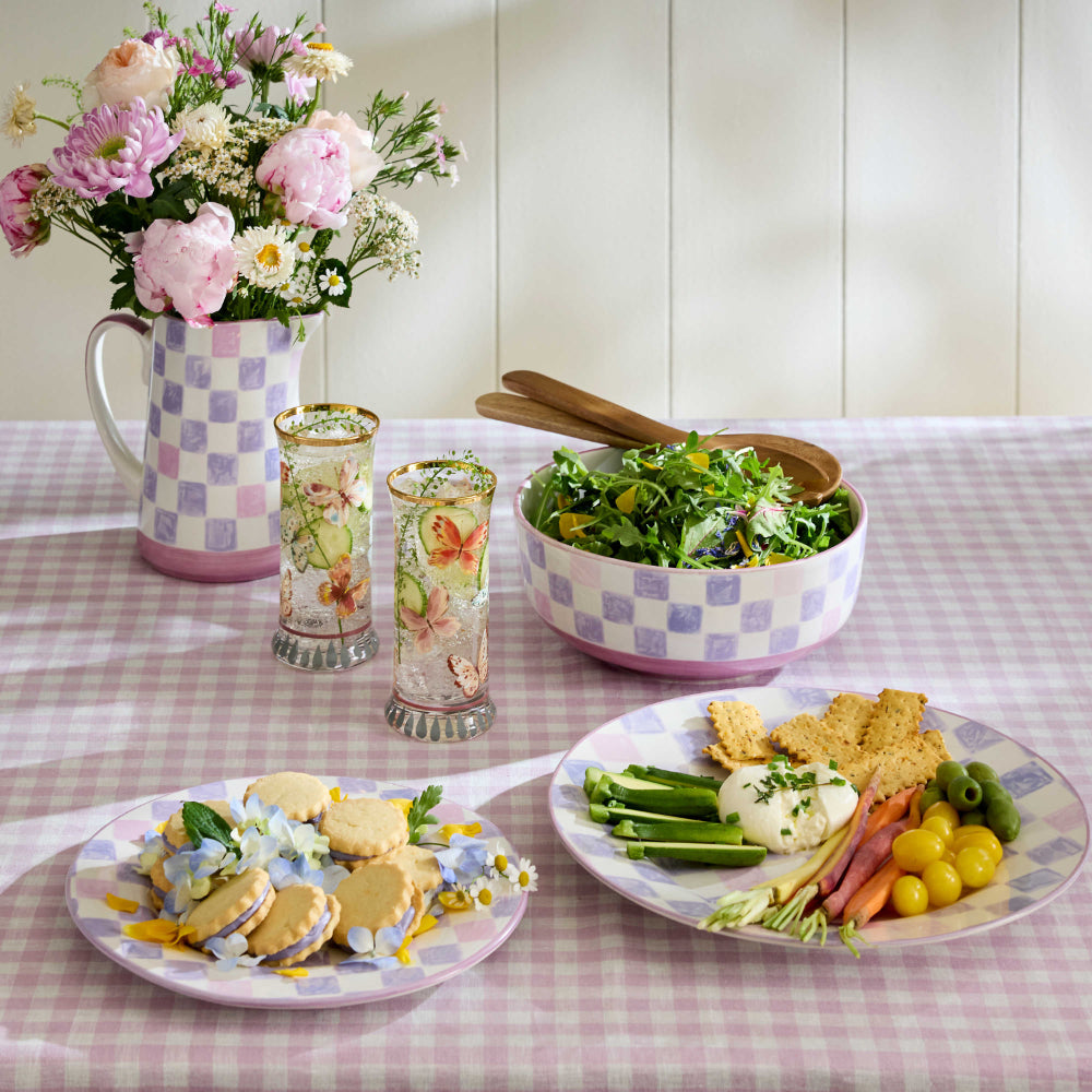 Mackenzie-Childs Lilac Check Round Platter