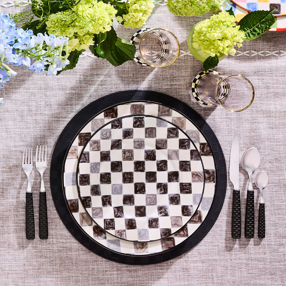 Mackenzie-Childs Black Check Round Platter