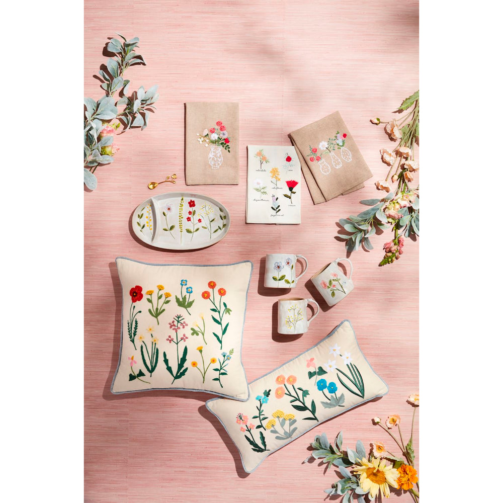 Mud Pie Botanic Stem Embroidered Pillow