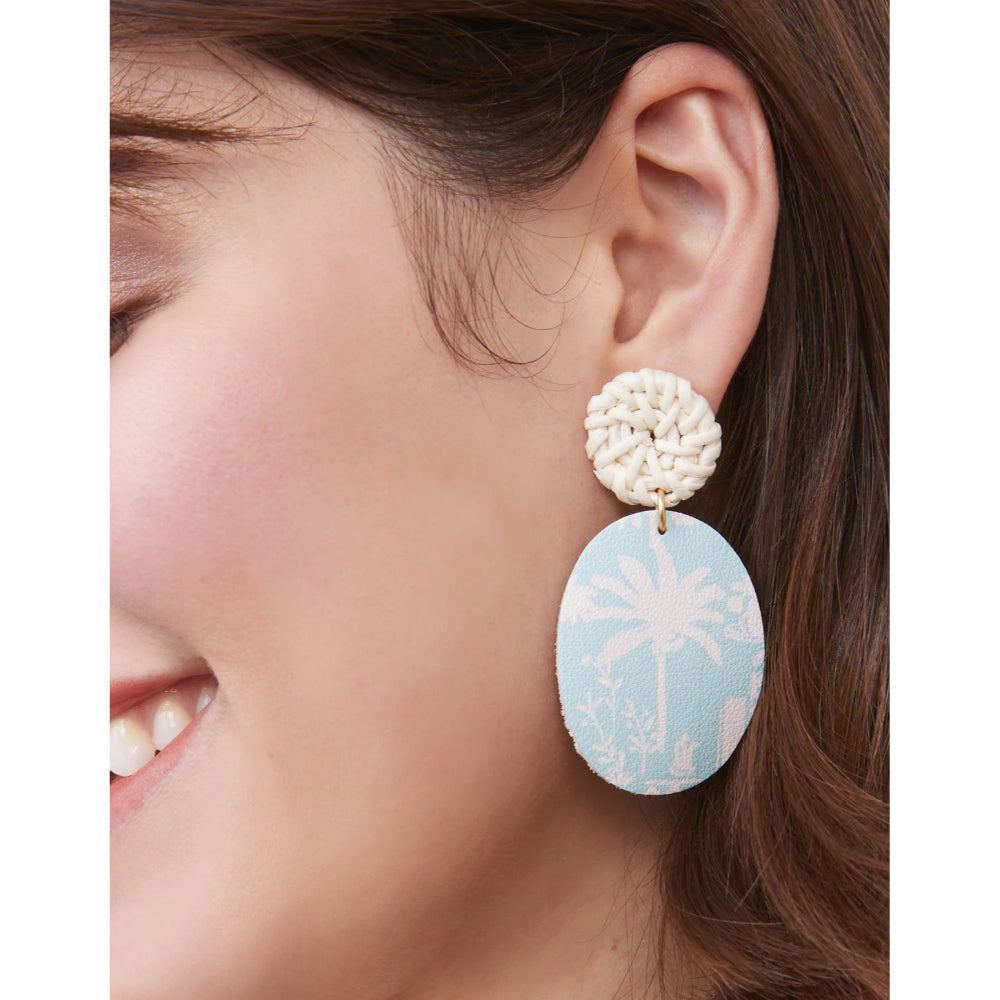 Spartina Palm Leather Earrings - Blue