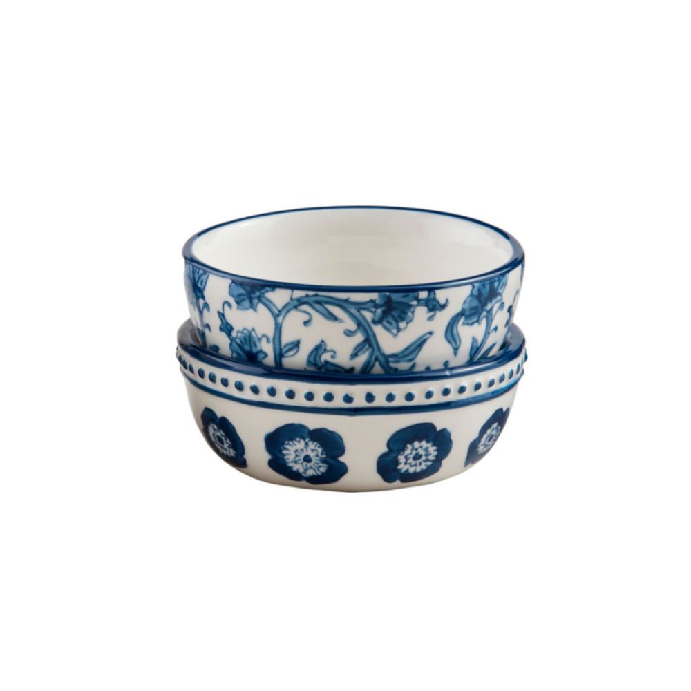 Mud Pie Dotted Blue Floral Tidbit Set