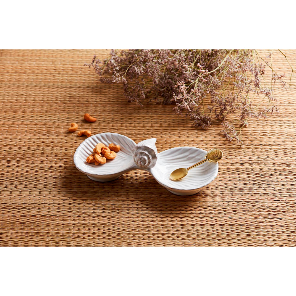 Mud Pie Fan Shell Double Tidbit Set