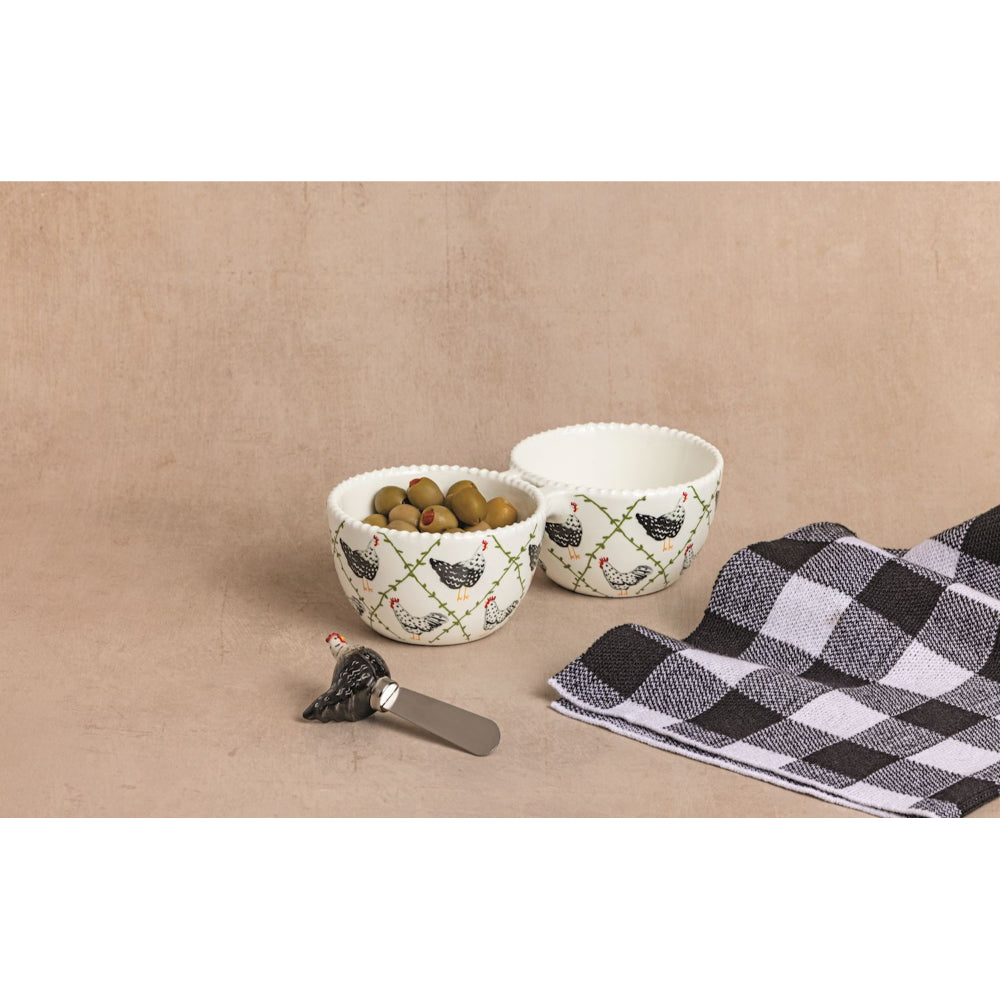 Mud Pie Rooster Double Tidbit Set