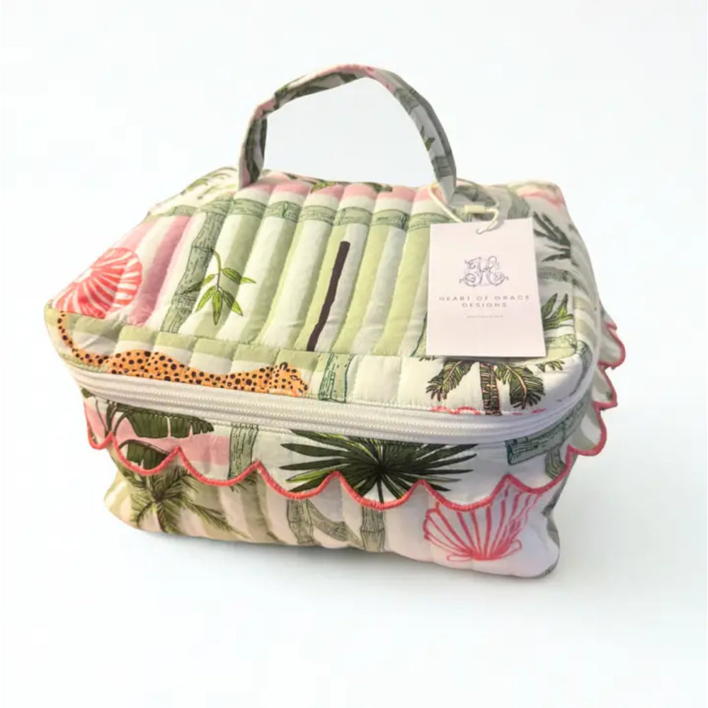 grace travel satchel toiletry bag Heart of Grace Resort Travel Palm Postal Luxe Quilted Cosmetic Set – Smyth Jewelers