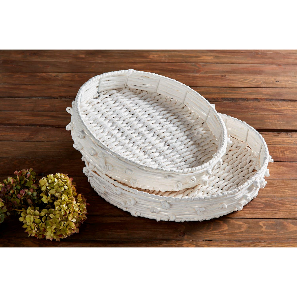 Mud Pie White Knot Rope Trays