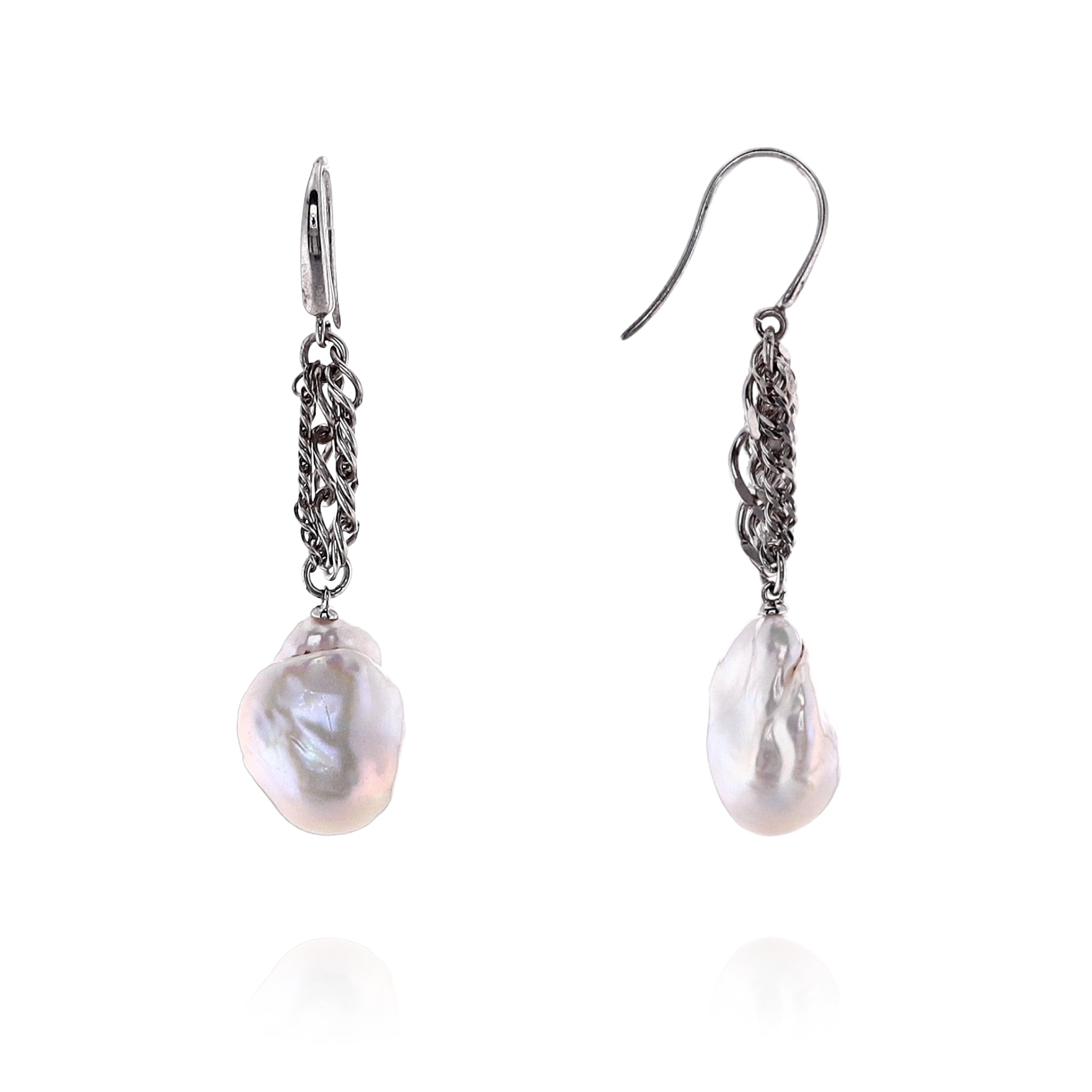 baroque pearl pearl earrings silver setting