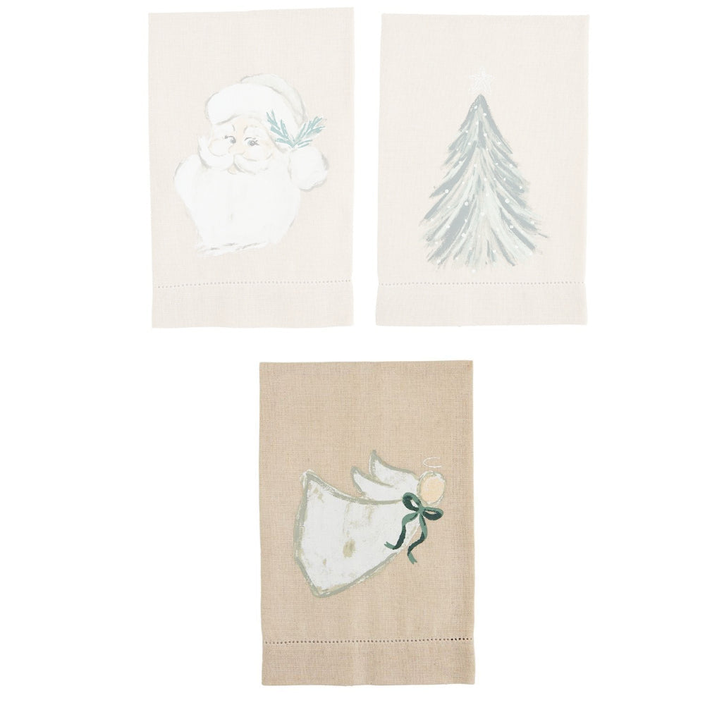 Mud Pie White Christmas Painted Towel