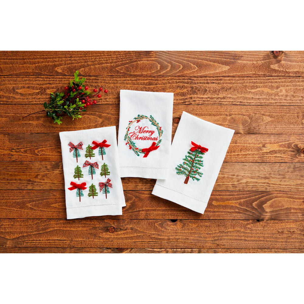 Mud Pie Christmas Embroidered Bow Towel