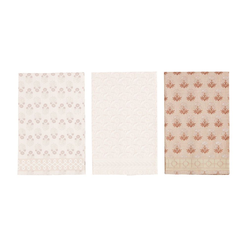 Mud Pie Taupe Block Print Ribbon Towels