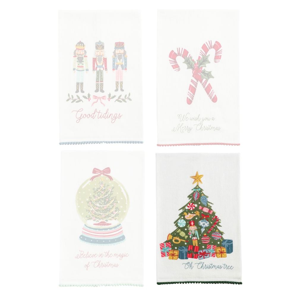 Mud Pie Christmas Pom Trim Towels