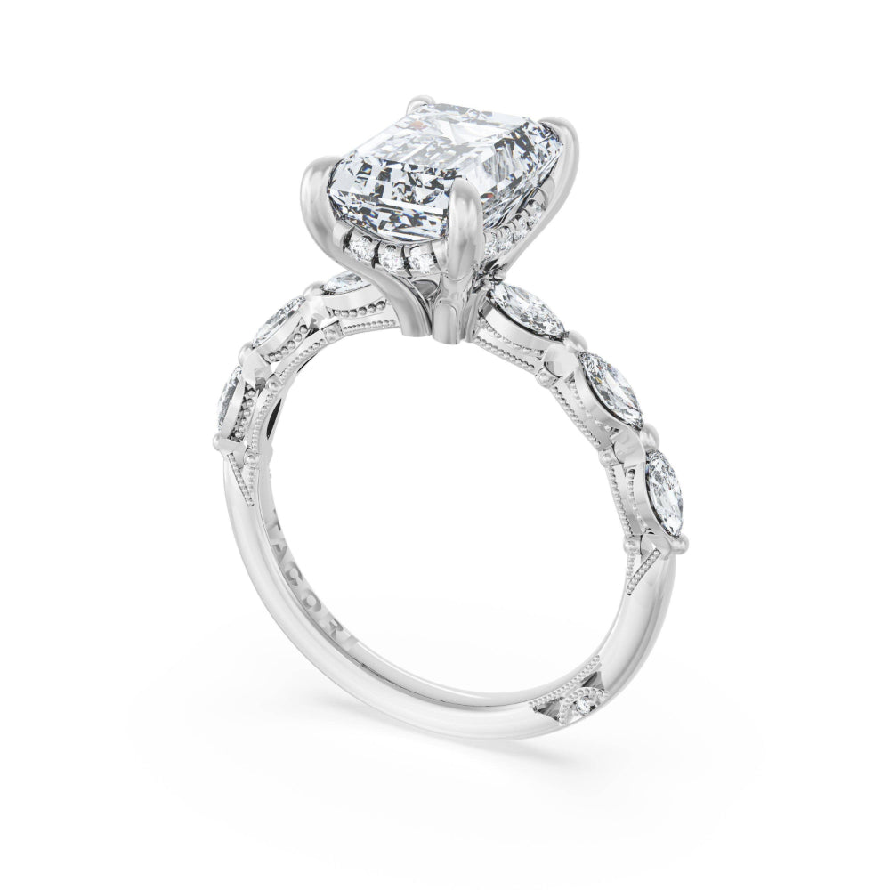 Tacori 18k Gold Sculpted Crescent Emerald Solitaire Engagement Ring