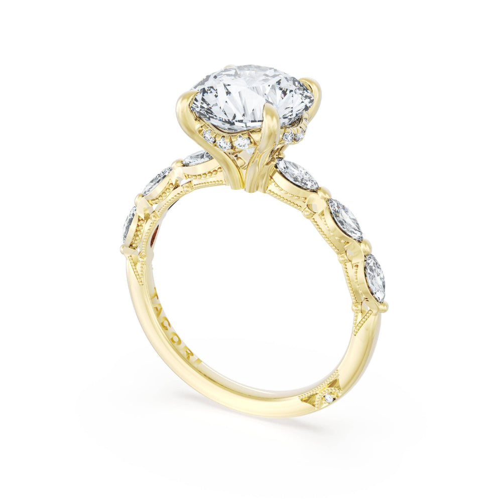 Tacori 18k Gold Sculpted Crescent Round Solitaire Engagement Ring