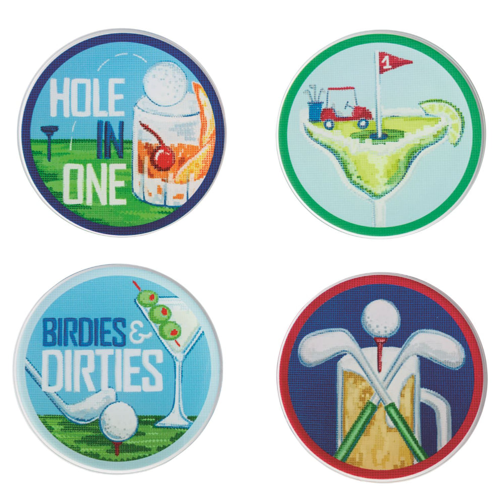 Mud Pie Acrylic Golf Coasters - Set of 4