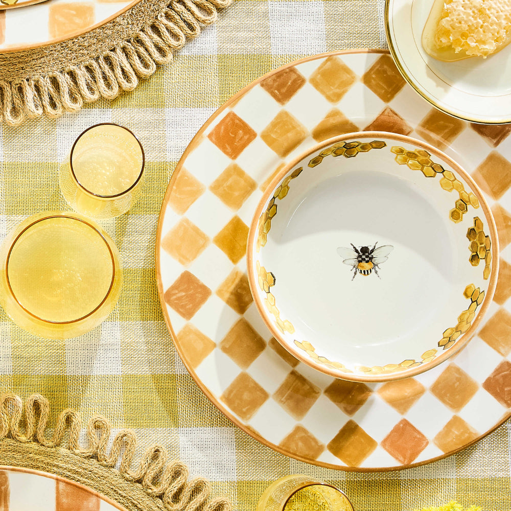 Mackenzie-Childs Honey Check Dinner Plate