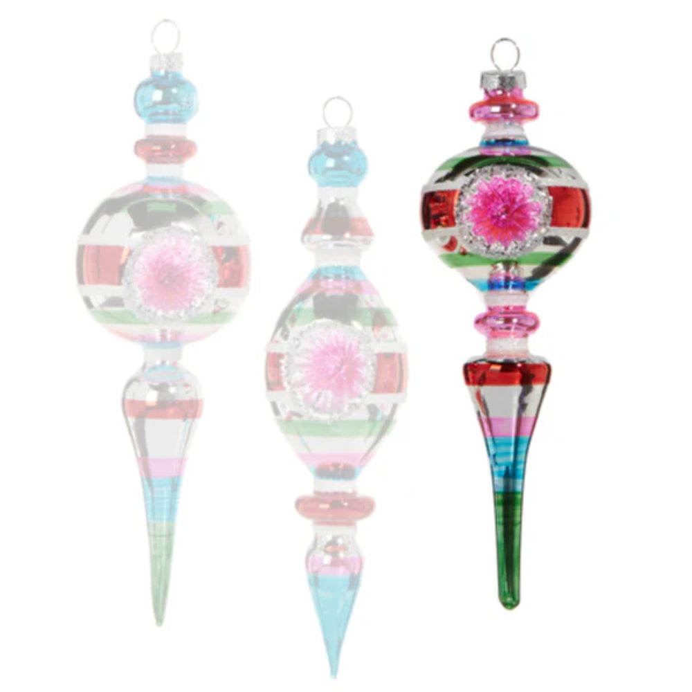 8.5" Striped Vintage Finial Ornament