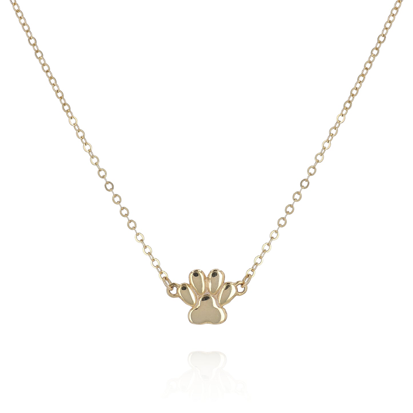 14k Yellow Gold 18" Polished Dog Paw Design Pendant Necklace