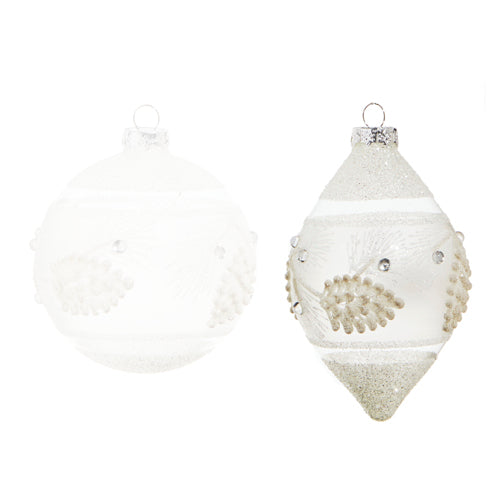 White Textured Pinecone Ornament