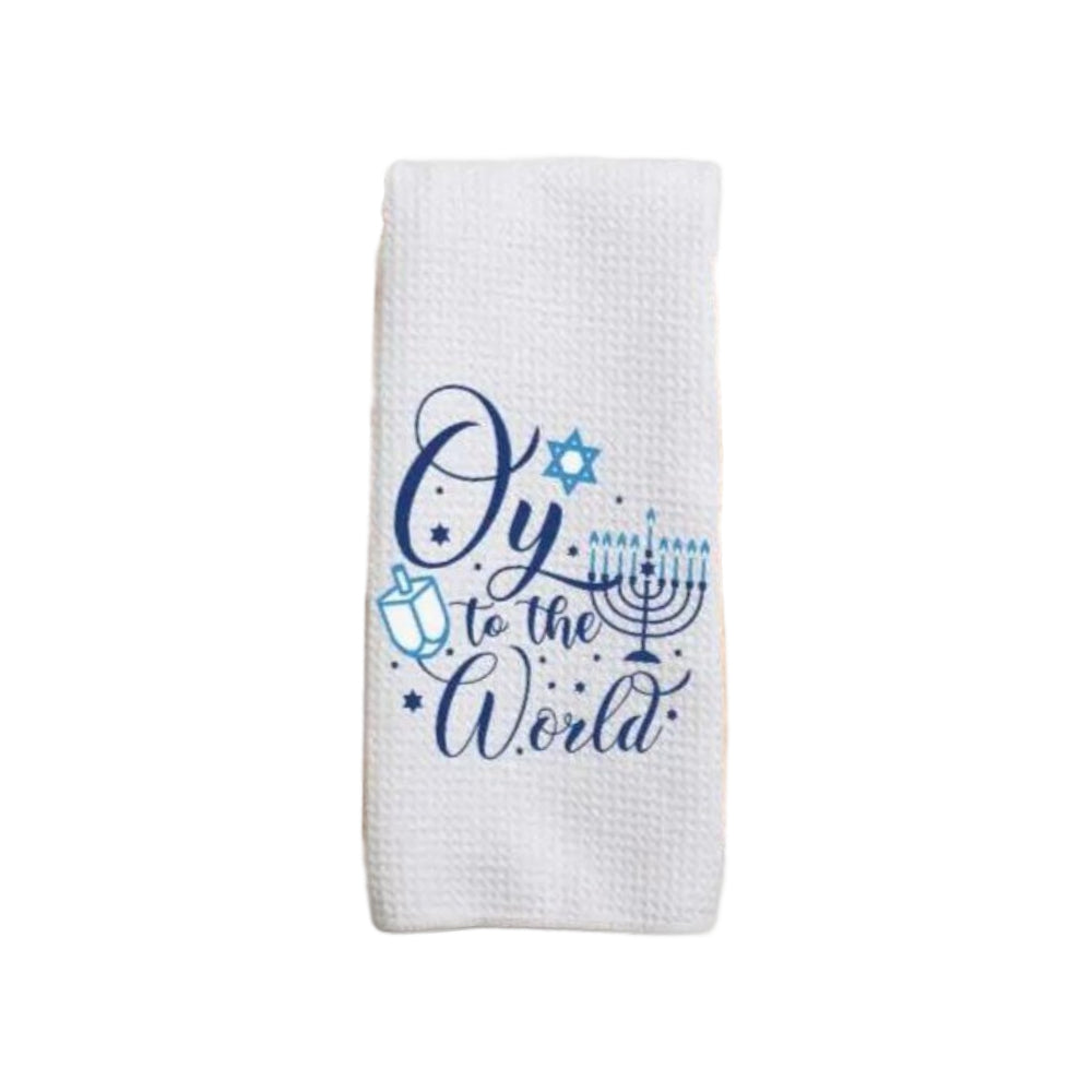 Creative Crafts Hanukkah Kitchen Towel "Oy To The World"