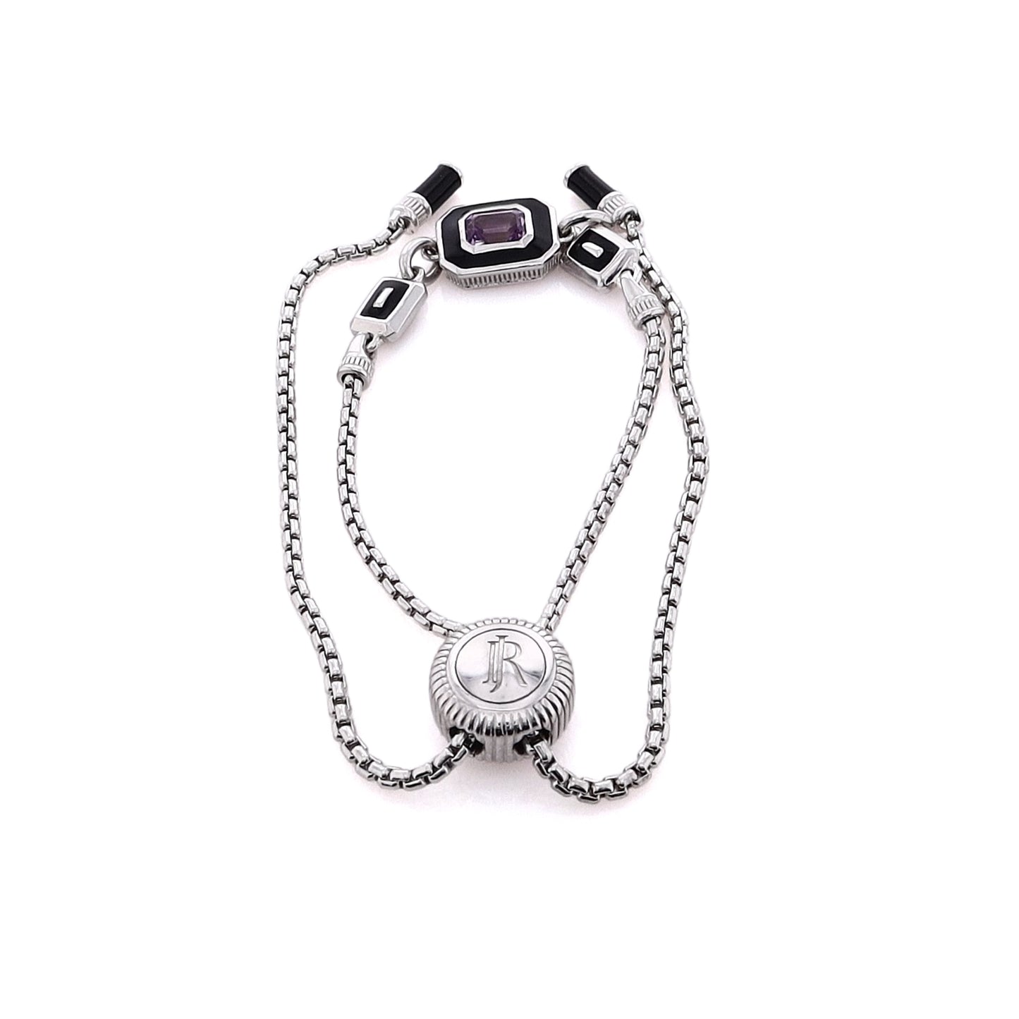 Judith Ripka Sterling Silver Adrienne Enamel & Amethyst Friendship Bracelet