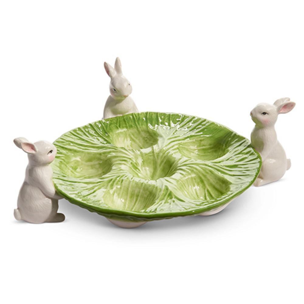 11.5" Cabbage Bunny Egg Holder Plate