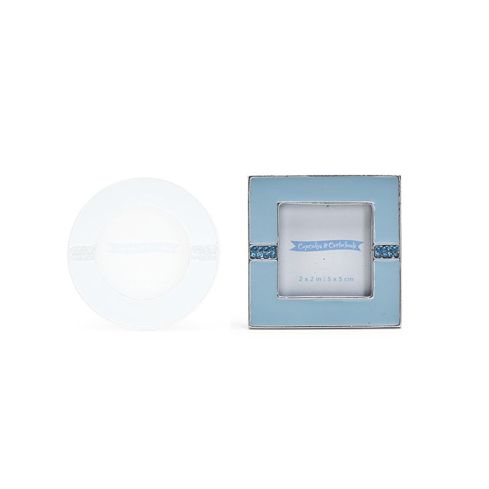 Two's Company Enamel and Jewels 2" x 2" Photo Frame-Blue