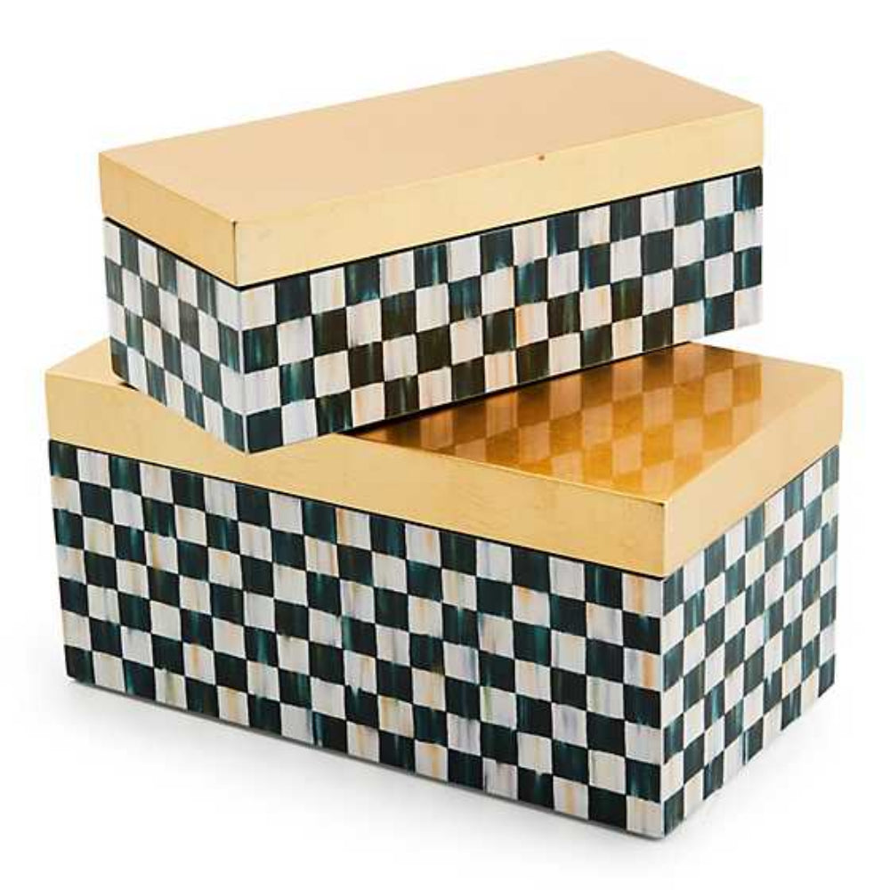 MacKenzie-Childs Courtly Check Lacquer Decorative Box with Hinged Lid