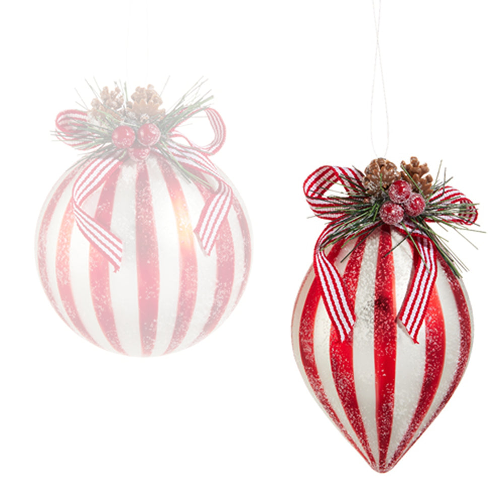 Raz Imports 4" Red and White Pine Ornament