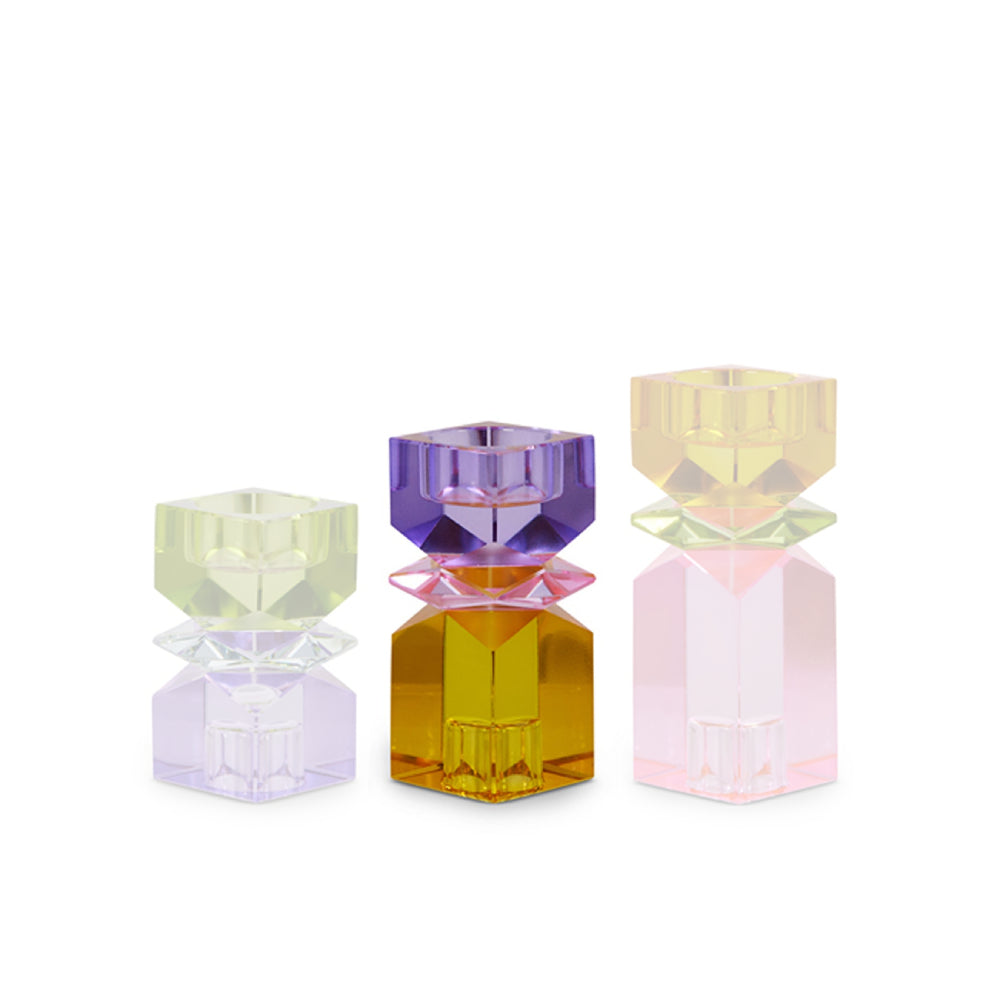 Raz Imports Multicolor Square Cut Crystal Candle Holders