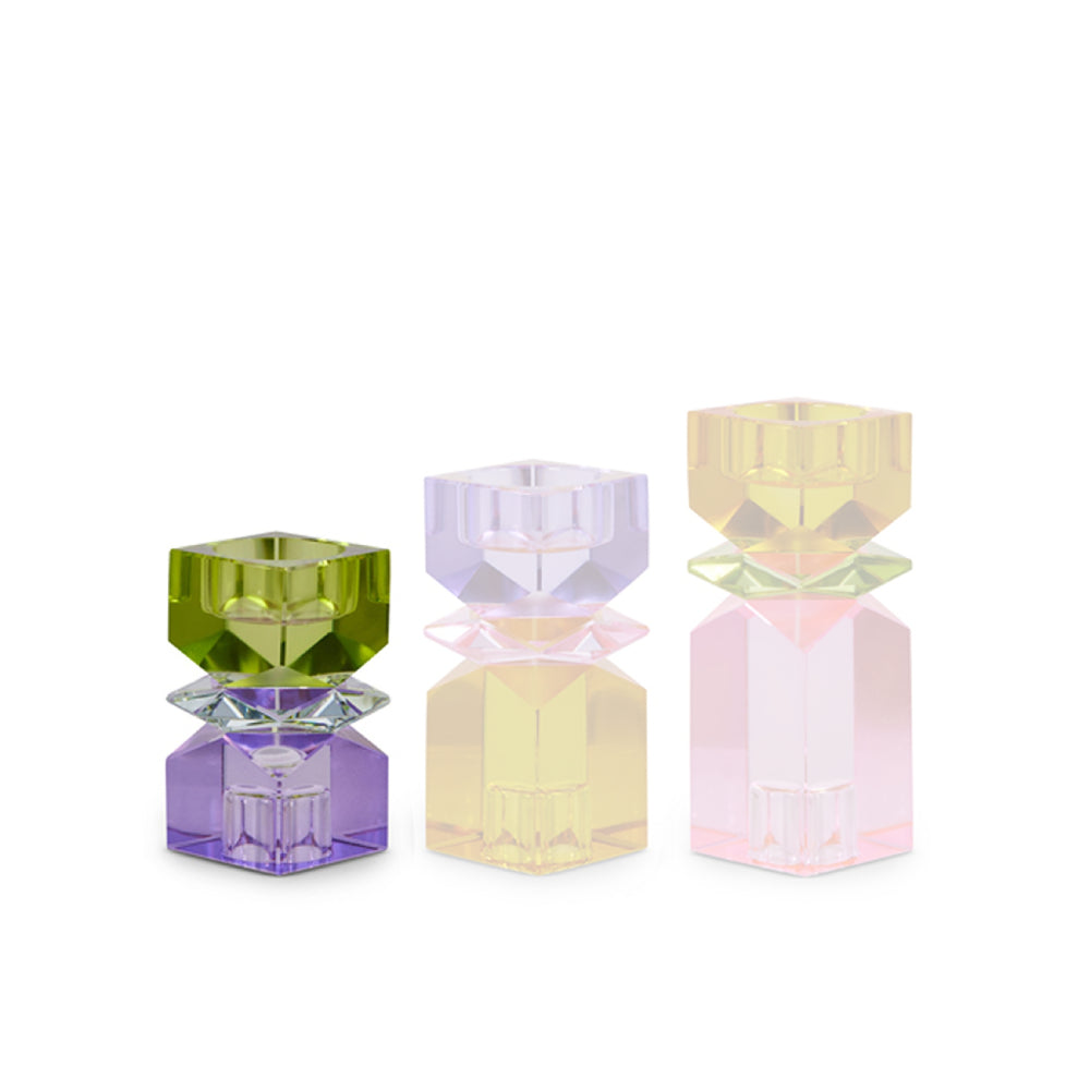 Raz Imports Multicolor Square Cut Crystal Candle Holders