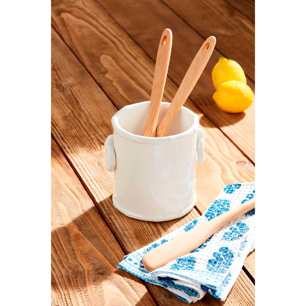 Mud Pie White Bamboo Utensil Holder