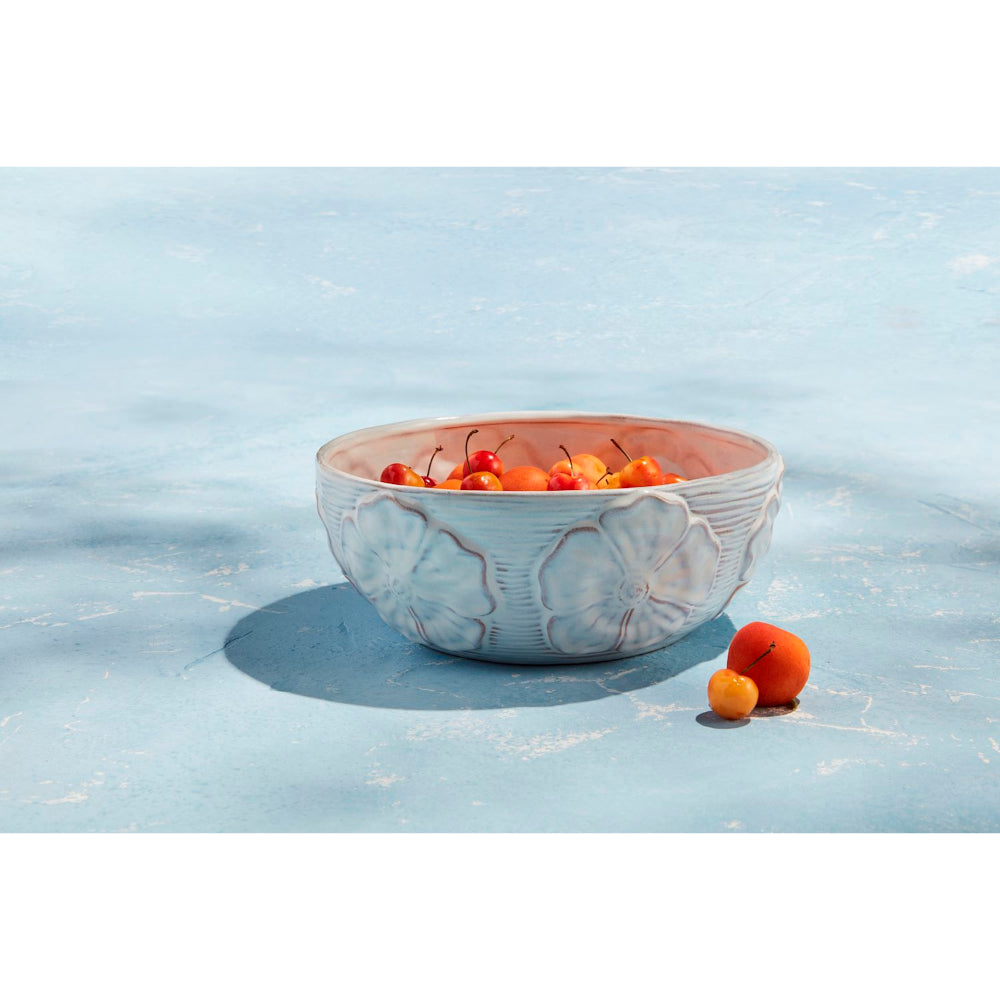 Mud Pie White Flower Stoneware Bowl