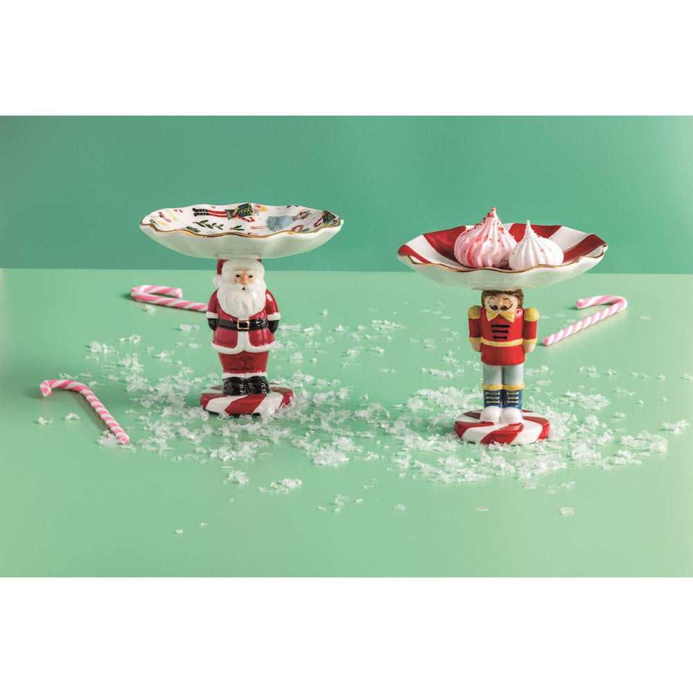Mud Pie Nutcracker & Santa Pedestal Candy Dishes