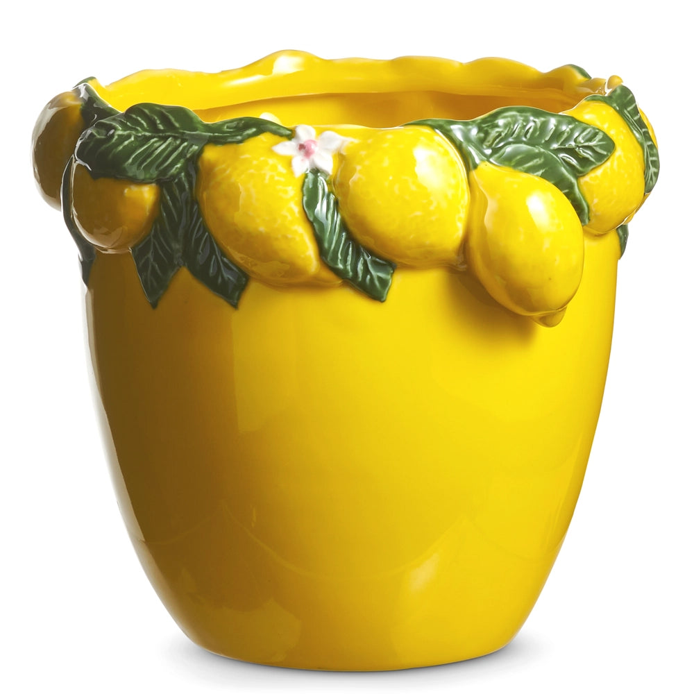 Raz Imports 7" Yellow Planter with Lemon Rim