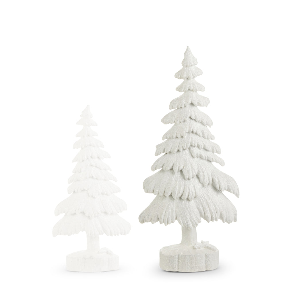 Large white Christmas trees on a white background.
