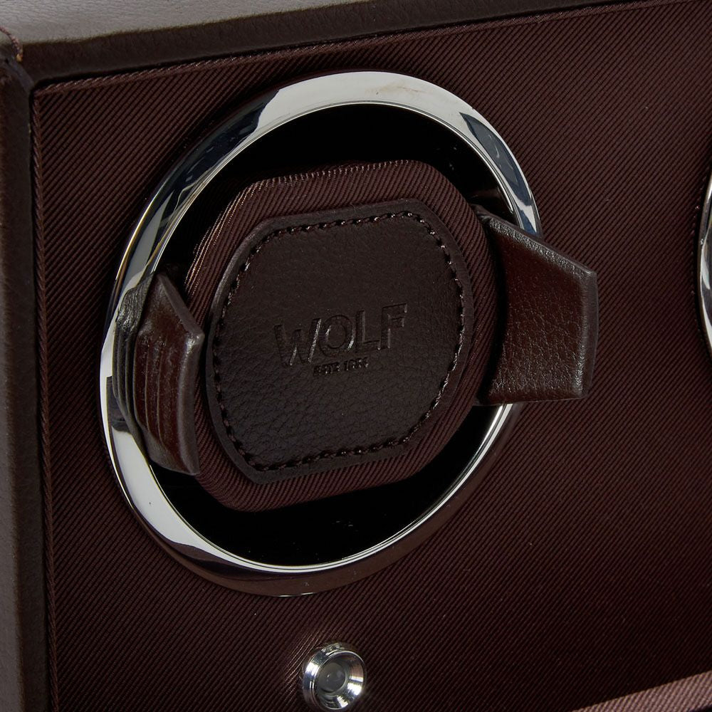 Wolf Designs Cub Double Watch Winder with Cover - Brown
